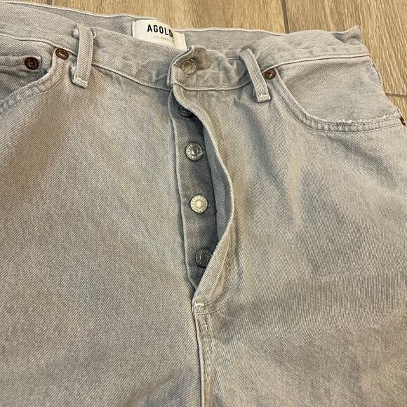 AGOLDE 90s Pinch Waist Jeans Women’s 31 Light Wash Button Fly USA - Picture 8 of 14